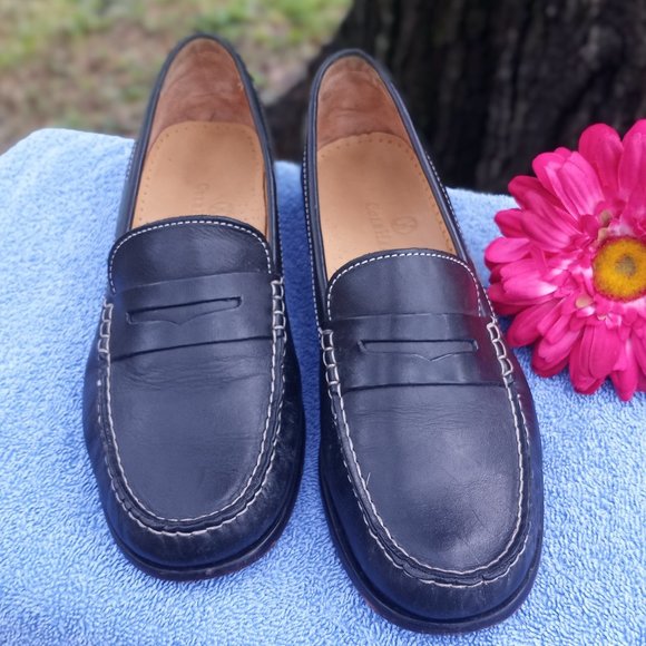 Cole Haan black loafers with white stitching - Picture 1 of 12